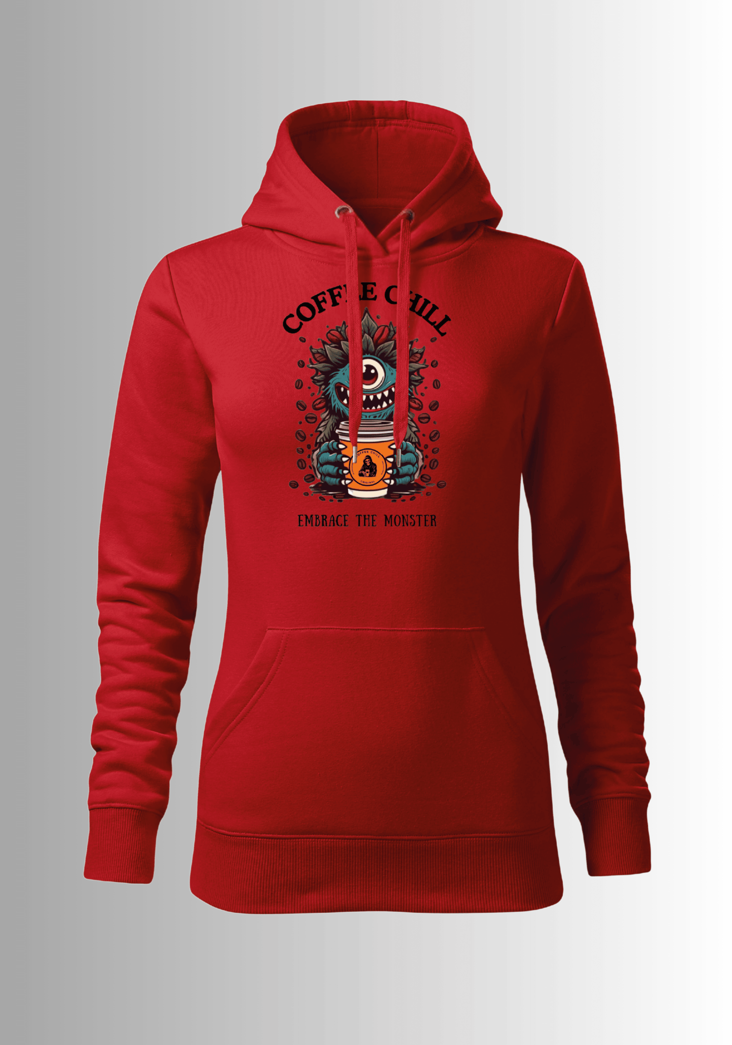 Women´s Monster Hoodie - Red - Coffee Chill