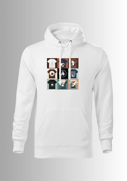 Men´s Mix Hoodie - White - Coffee Chill