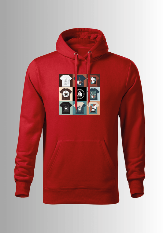 Men´s Mix Hoodie - Red - Coffee Chill