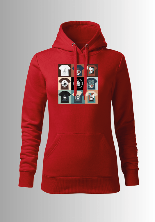 Women´s Mix Hoodie - Red - Coffee Chill