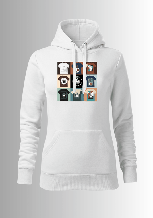 Women´s Mix Hoodie - White - Coffee Chill