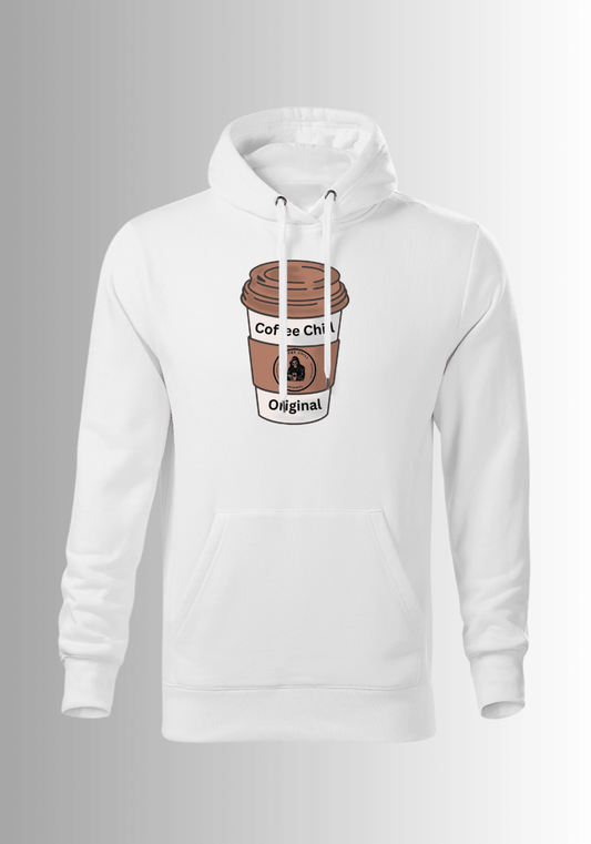 Men´s Cup Hoodie - White - Coffee Chill