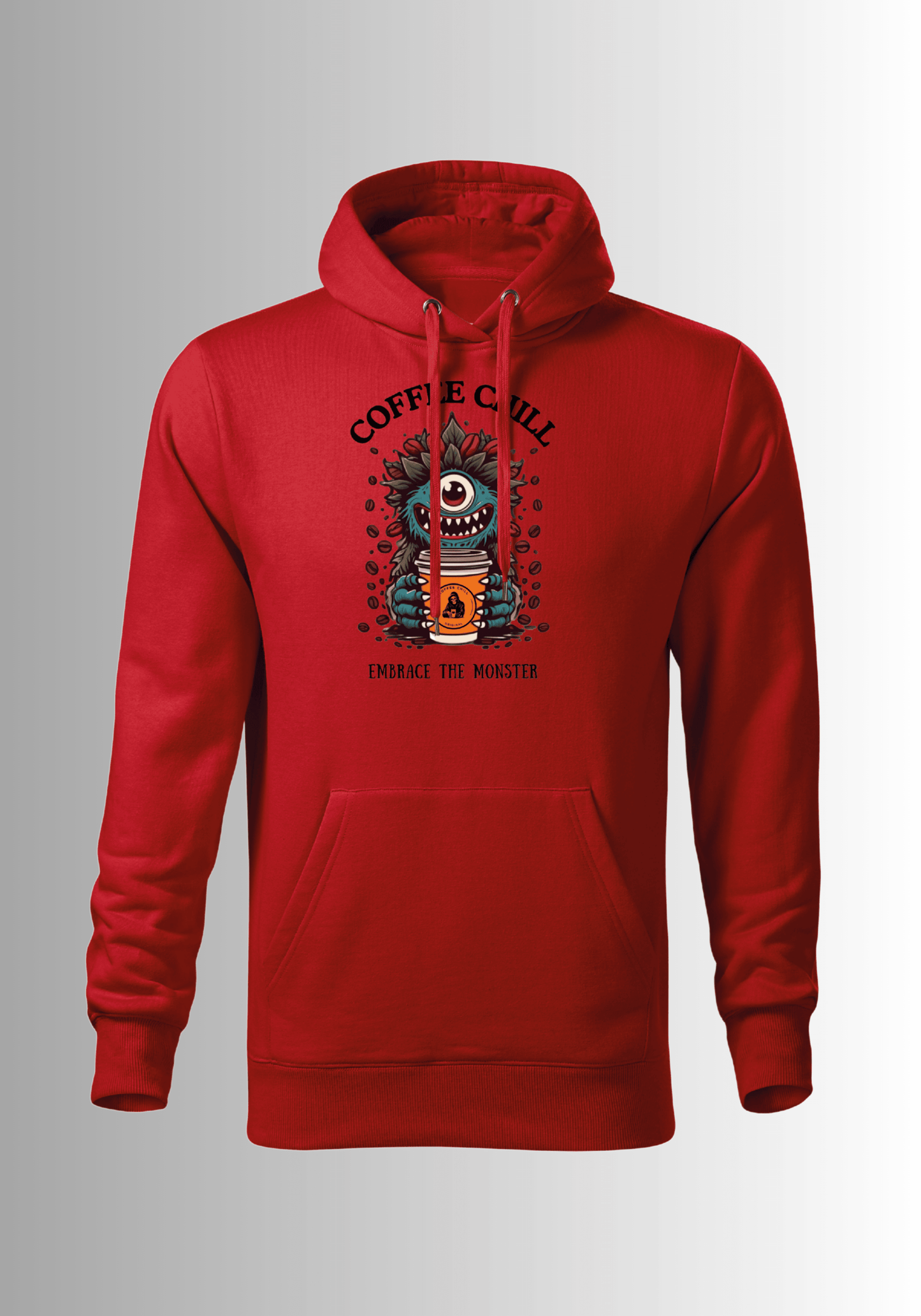 Men´s Monster Hoodie - Red - Coffee Chill