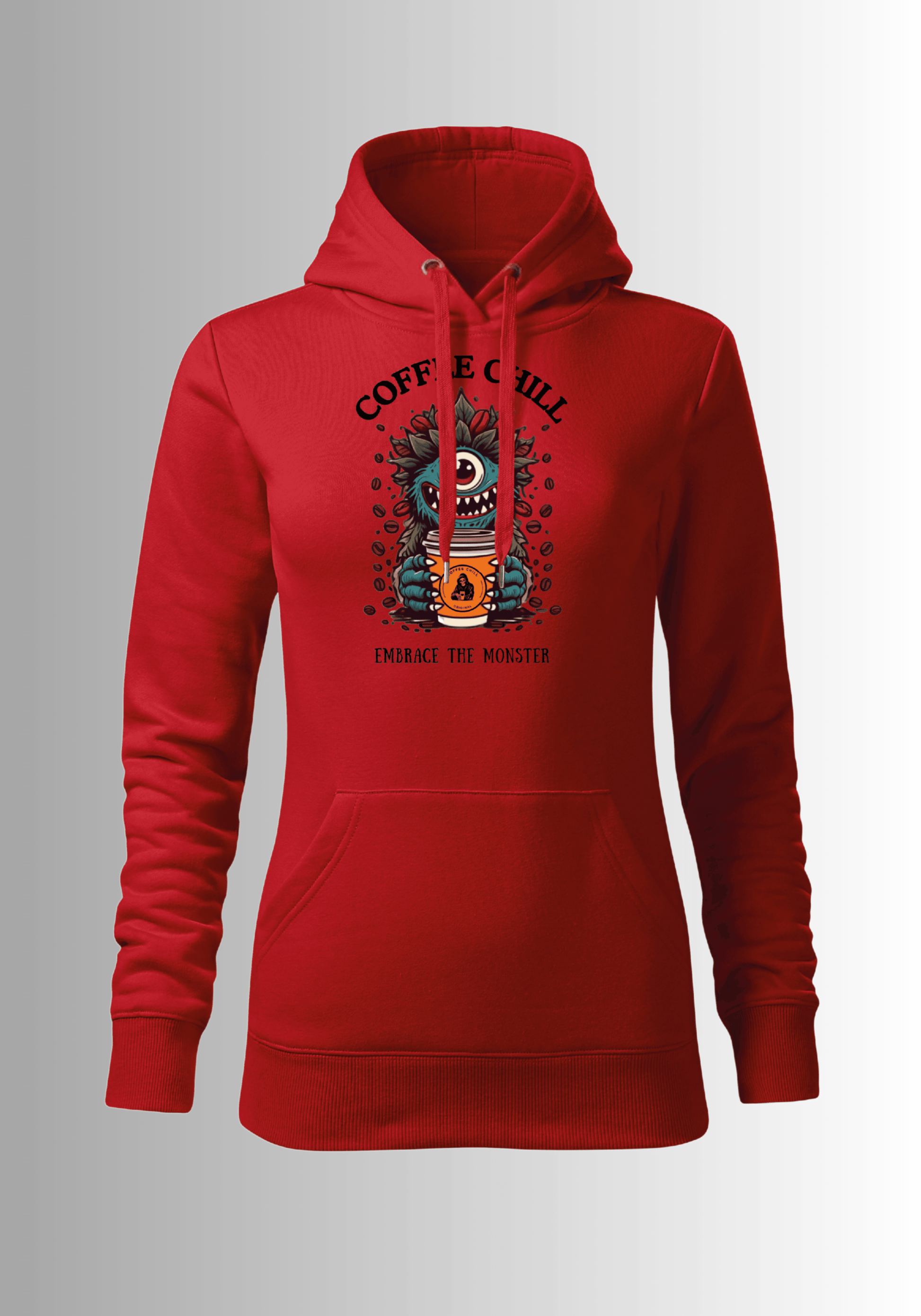 Women´s Monster Hoodie - Red - Coffee Chill