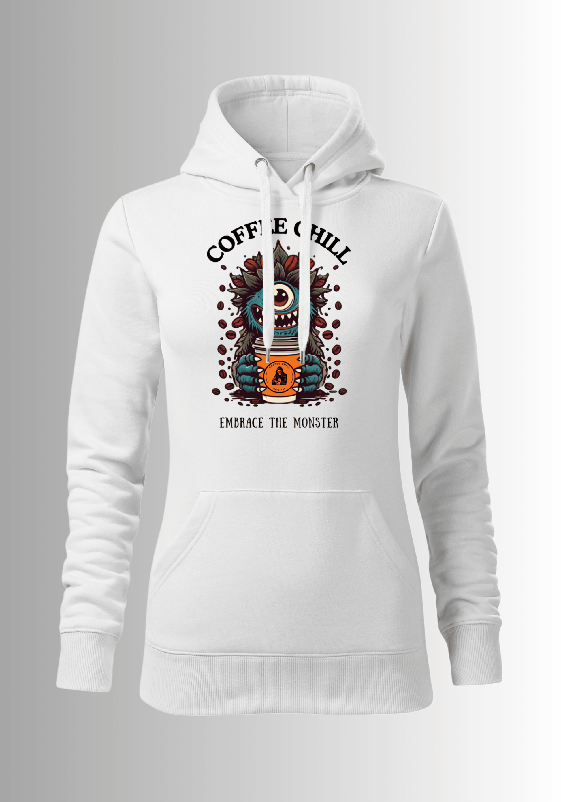 Women´s Monster Hoodie - White - Coffee Chill